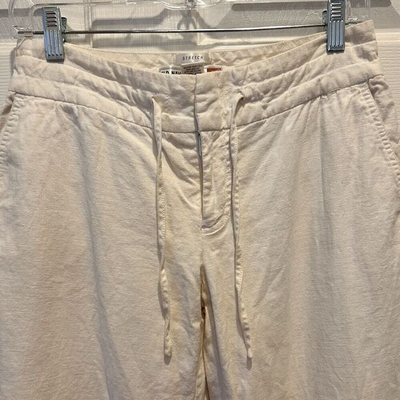 Old Navy Pants Womens Sz 4 White Linen Stretch‎ Lined Roll Cuff Wide Leg VTG Y2K - Picture 2 of 6